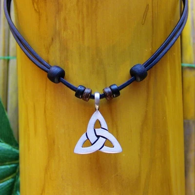 Lederkette Surferkette Halskette Herren Damen Surferhalskette Keltischer Knoten - Bild 1 von 4