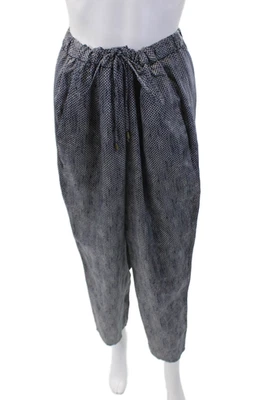Pantalones informales Eileen Fisher para mujer estampados con cordón pierna ancha azul marino talla L Foto 1 de 4