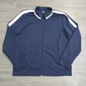 Vintage Starter Trainingsjacke dunkelblau weiß Streifen Full Zip bestickt Herren Gr. L - Bild 1 von 14