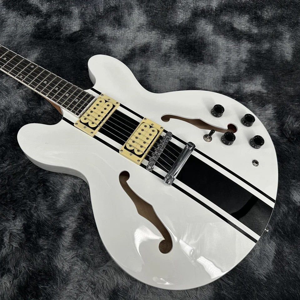 Guitarra eléctrica blanca US Warehouse ES-335 cuerpo caoba herrajes cromados Foto 1 de 4