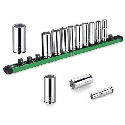 3/8" Drive Socket Set, Deep SAE Sockets, 13-Piece 1/4" to 1", SuperKrome Fini... - Image 1 of 4