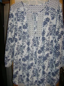NEU DAMEN BLUSE L/G Weiß & Blau - Bild 1 von 4