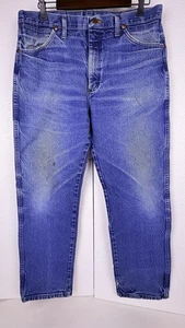 Wrangler 13MWZ Jeans Mens 36x31 Blue Bootcut Denim Grunge w Hip Pocket Hole - Picture 1 of 13