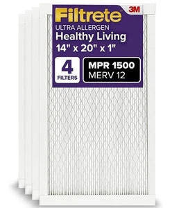 Filtrete Ultra Allergen Air Filters MPR 1500 MERV 12 Pack of 4 - Picture 1 of 5