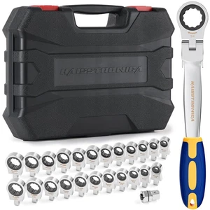 24 in 1 Interchangeable Heads Ratchet Wrench Set with 3/8 in Adapter, Metric ... - Picture 1 of 7