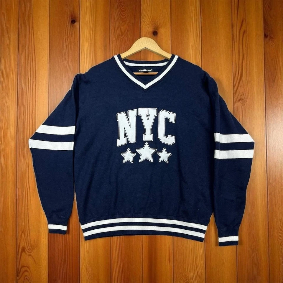 Suéter para mujer Charlotte Russe cuello en V azul M manga larga Foto 1 de 4