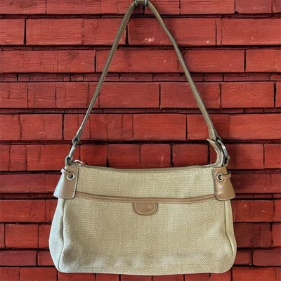 Cartera FOSSIL 13x8x5 Beige Lona Recubierta 75082 Hermoso Estado Foto 1 de 4