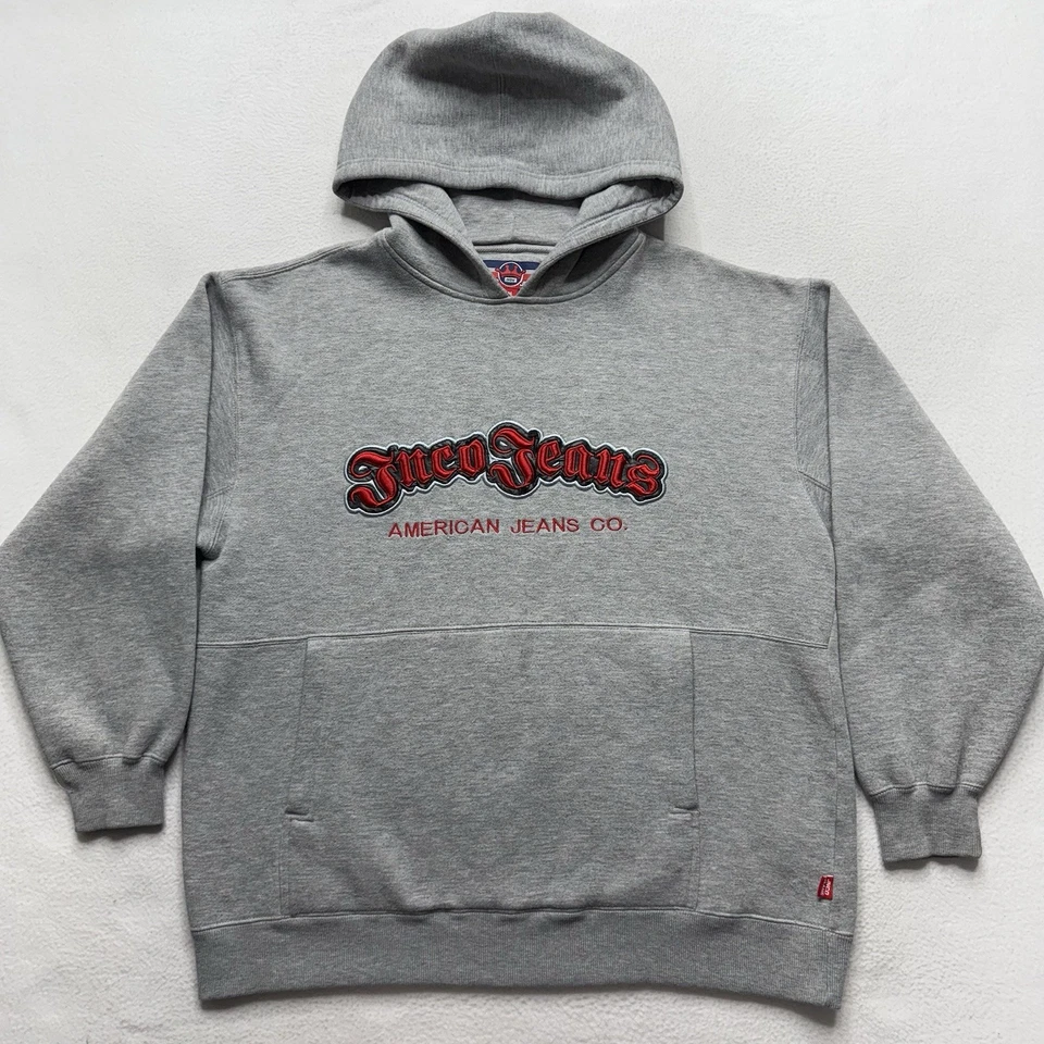 Sudadera con Capucha Gris Bordada Jeans Y2K JNCO De Colección Patín Talla M Foto 1 de 4