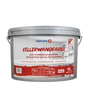 Farbklecks24 Kellerwandfarbe weiß, atmungsaktive Wandfarbe, Silikatfarbe Keller, - Bild 1 von 1