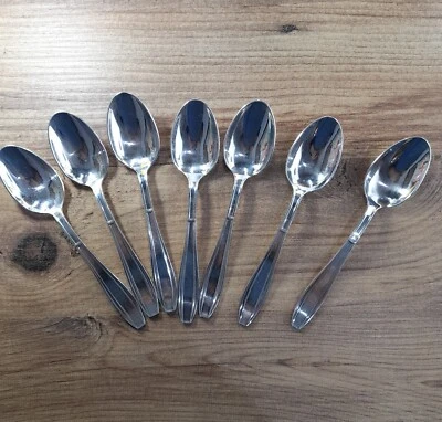 Set 7 SPOONS CHRISTOFLE Vintage Small COFFEE TEA FRANCE MADE SILVER Plated - Image 1 of 4
