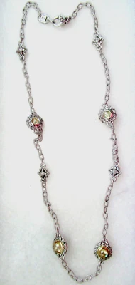 Judith Ripka Sterling Silver 18K Gold Canary Quartz Station 17" Necklace Gift Bx - Image 1 of 4