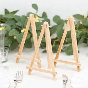 10 Natural Wood Mini Easel Table Number Sign Holders PLACE CARD STANDS Party - Picture 1 of 17