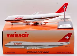 B-Models 1:200 Swissair Boeing B747-300 Diecast Flugzeugmodell HB-IGF mit Ständer - Bild 1 von 13