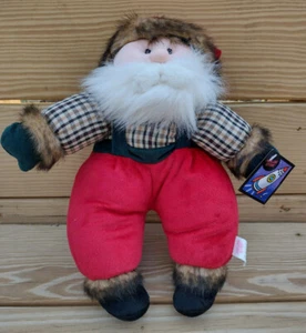 Muñeca de peluche suave Pan de Azúcar Santa 15" camisa a cuadros puños de piel sintética pantalones rojos - Imagen 1 de 7