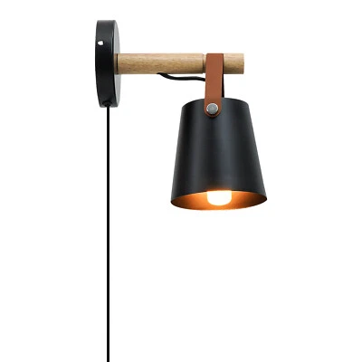 60W Wall Mounted Light Bedroom Reading Lamp Plug in Wall Sconces Set w/ Switch - Image 1 of 4