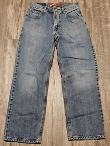 Vintage Levi 550 14 Slim Kids Denim 25x27 Blue Jeans Relaxed Fit Y2K Loose Baggy - Picture 1 of 12
