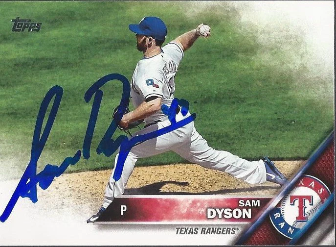 Texas Rangers SAM DYSON Signed 2016 Topps Card - Image 1 of 1