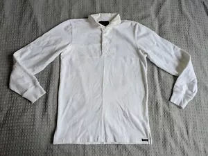 Pegleg NYC Polo Shirt Adult Small White Long Sleeve Rugby Knit Collared - Picture 1 of 11