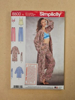 Simplicity Sewing Pattern 8800 Misses' XS - XL Robe Pants Bra-Top Pajamas PJs - image 1 of 2