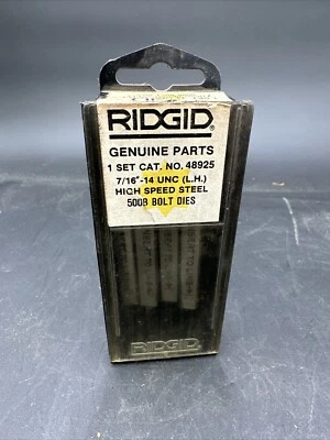 NOS Ridgid 48925 7/16-14  UNC Left Hand 4 Piece Bolt Die Set For 500B Die Heads - Image 1 of 4