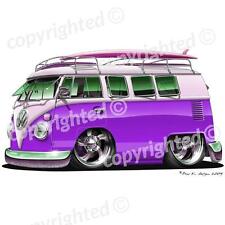 To Fit VW Camper Van - Vinyl Wall Art Sticker - Purple/White