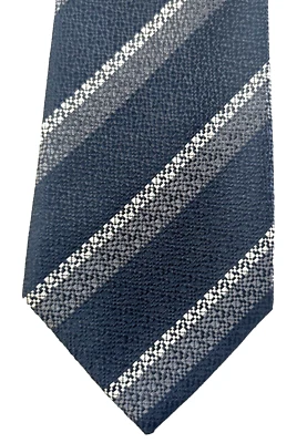 Corbata de seda Banana Republic para hombre rayas plateadas en azul oscuro 58x3" Foto 1 de 4