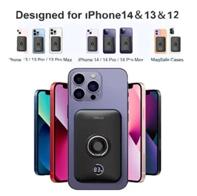 iWALK Magnetic Wireless Power Bank, 6000mAh Portable Charger with Holder, Black - Image 1 of 4