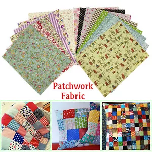 Fabric Patchwork Squares Cotton Quilting Craft for Sewing DIY Cushion Covers - Picture 1 of 13