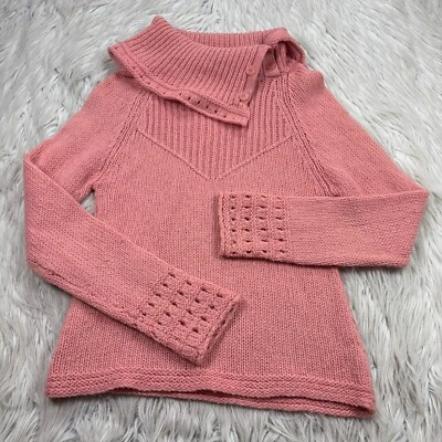 Suéter Pullover Sleeping on Snow Para Mujer S Rosa Cuello Botón Cottagecore Foto 1 de 4