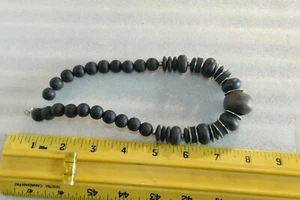 17 inch Large Wooden Graduating Bead Necklace Stamped C.T. - Picture 1 of 8