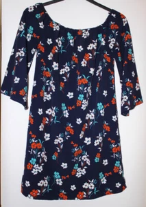 Parisian Collection Marineblau Blumen Bardot Stil Kleid Größe 10 - Bild 1 von 6