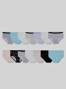 Fruit of the Loom Girls Underwear Assorted Cotton Brief Panties, 18 Pack, Size 8 - Picture 1 of 3