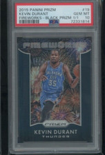 2015-16 Panini Prizm BLACK REFRACTOR Fireworks KEVIN DURANT #19 PSA 10 1/1 GEM