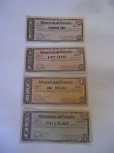 OREGON DEPRESSION SCRIP MULTNOMAH COUNTY 4-TEILIGES, 25-, 50-$ 1-$5-PROBEN-SET - - Bild 1 von 6