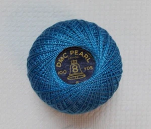 Bolas de hilo de algodón perla/perla DMC talla 8 azul 826 - Imagen 1 de 2