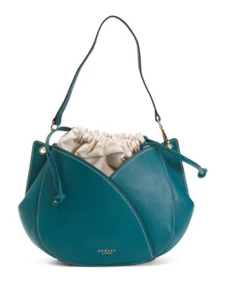Lindo bolso de hombro Radley London de cuero Tulip Street mediano con cordón verde azulado nuevo con etiquetas Foto 1 de 4