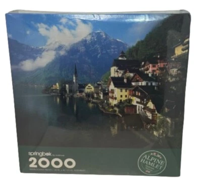 Springbok Vintage Alpine Hamlet Puzzle 2000 Pc Hallstatt Austria Landscape, NEW - Image 1 of 2
