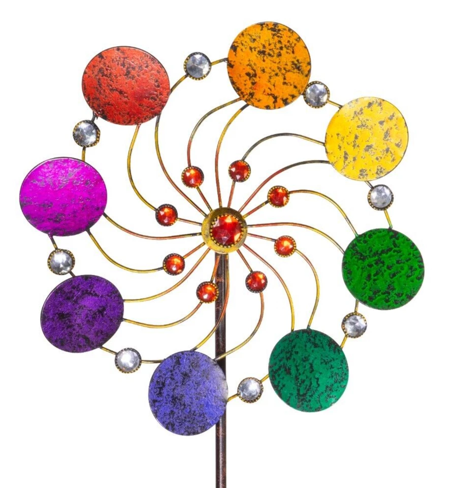 CIM Metall Windrad - Exotic Flower Rainbow - Ø34cm - Gesamthöhe 122cm - inkl. 3