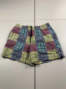 VTG Polo Sport Bathing Suit Mens L Madras Patchwork Ralph Lauren Shorts 6" in - Picture 1 of 13