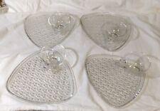 4 Sets Indiana Glass Triangle Daisy & Button Snack Luncheon - Plates & Cups-