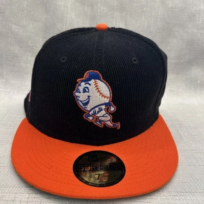 NEW ERA MENS NEW YORK METS MR MET 59FIFTY FITTED COOPERSTOWN CORDUROY HAT 7 1/2 - Image 1 of 4