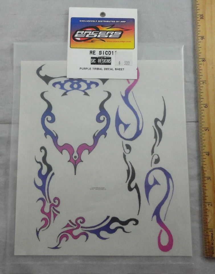 Juego de calcomanías tribales púrpura pelar y pegar Racers Edge 1/10th Touring Car RCESIC011 Foto 1 de 1