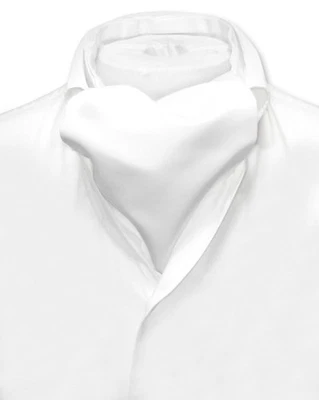Vesuvio Napoli ASCOT Solid WHITE Color Cravat Mens Neck Tie - Image 1 of 2