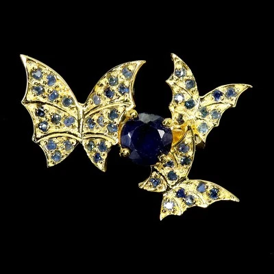 Anello In Argento Sterling 925 Rotondo Zaffiro Blu Gemma Naturale Misura 7 7Mm - Immagine 1 di 4