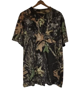 VTG Mossy Oak T-Shirt Men's Large Camouflage Y2K Pocket Tee Embroidered Local Ad - Picture 1 of 10