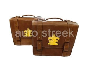 Für Royal Enfield Classic Reborn 350 Tan Brown Leder Gepäckträgertaschen Paar D6 - Bild 1 von 6
