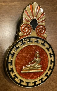 Vintage Greece Brass Enamel Paper Clip Paperweight Egyptian Style Ship Soldier - Picture 1 of 24