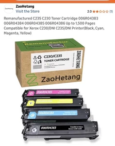 Confezione 4 Cartucce Toner ZaoHetang C230/C235 Ricambio Scatola Aperta Non Sigillate - Foto 1 di 7