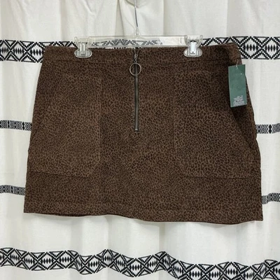 Minifalda Wild Fable Pana Marrón Estampado Leopardo Cremallera Frontal Mujer XXL NUEVA CON ETIQUETAS Foto 1 de 4