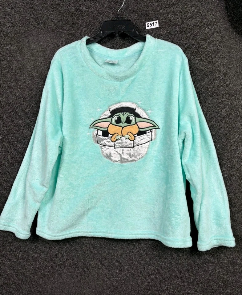 Disney Baby Yoda Star Wars Pajama Top Womens XL Turquoise Ultra Soft Sleepwear  - Image 1 of 4
